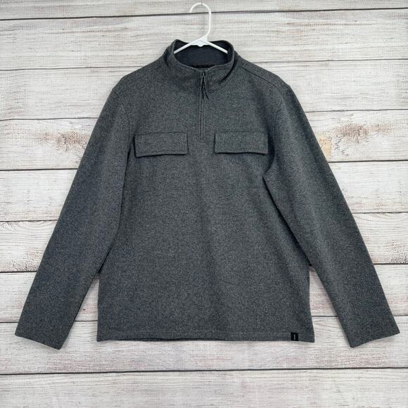 prAna Brookland 1/4 Zip Wool Sweater Mens Medium Gravel Gray 1/4 Zip - Picture 1 of 11